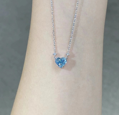 1.51ct ল্যাব ডায়মন্ড জুয়েলারী সিন্থেটিক সিভিডি ব্লু হার্ট কাট দুল 18k হোয়াইট গোল্ড