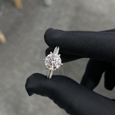 ল্যাব গ্রোথ ডায়মন্ড রিং 3.01ct সিভিডি হোয়াইট এফ ভিএস 2 অর্ধেক দেশ স্টাইল বৃত্তাকার