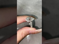 ডাবল ব্যান্ডস ডায়মন্ড রিং পিয়ার ডায়মন্ড রিং এনগেজমেন্ট বিয়ের রিং ল্যাবরেটরিতে বড় করা ডায়মন্ড রিং