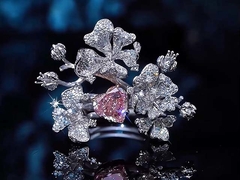 জুয়েলারী ডিজাইন গোলাপী ল্যাব রোপণ ডায়মন্ড রিং পার্টি জন্য বিলাসিতা ডিজাইন হার্ট আকৃতির ডায়মন্ড রিং